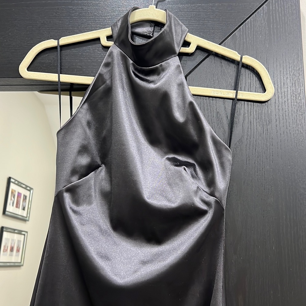 Fitted Gray Halter Dress